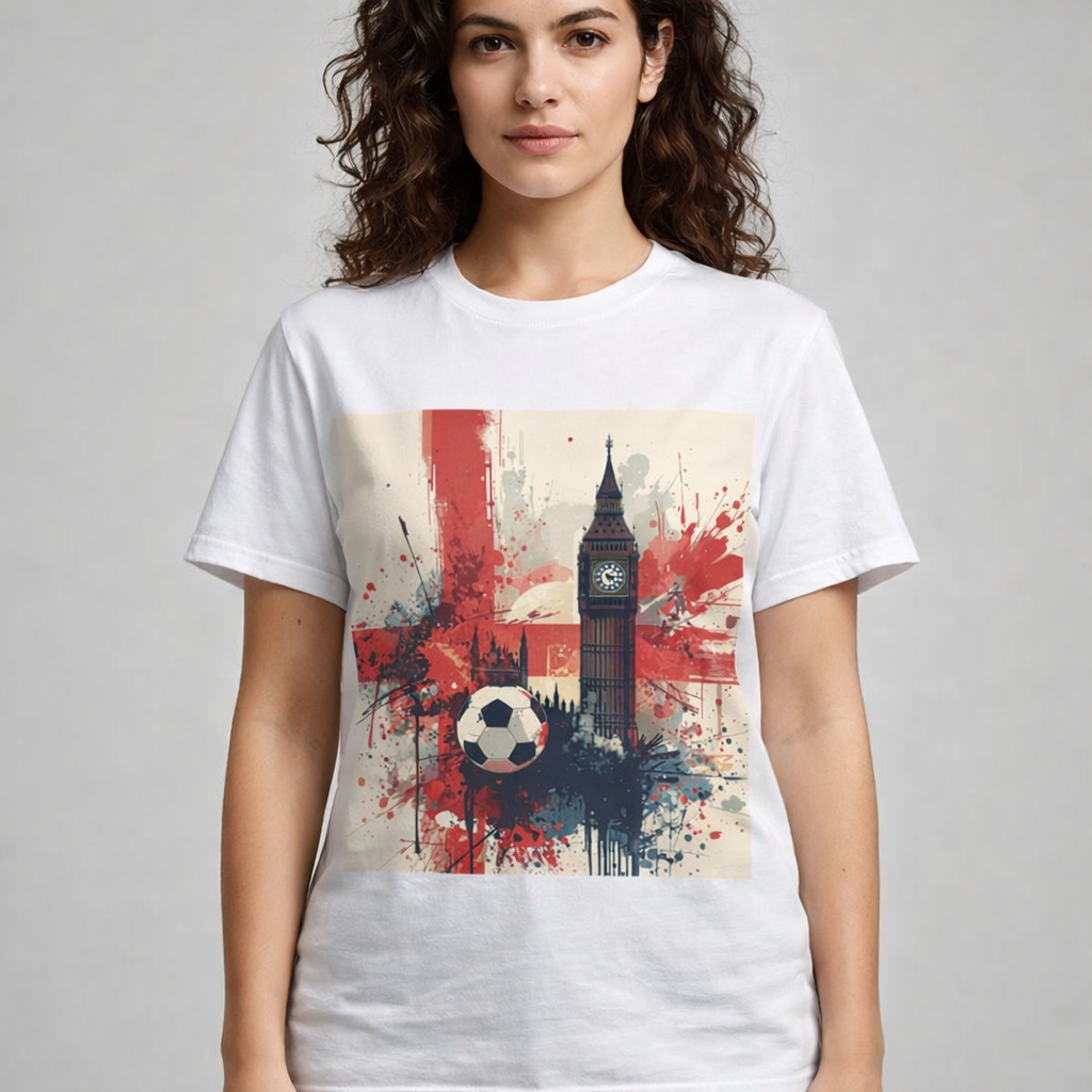 England Football Graphic T-Shirt — Big Ben & Union Flag Soccer Tee