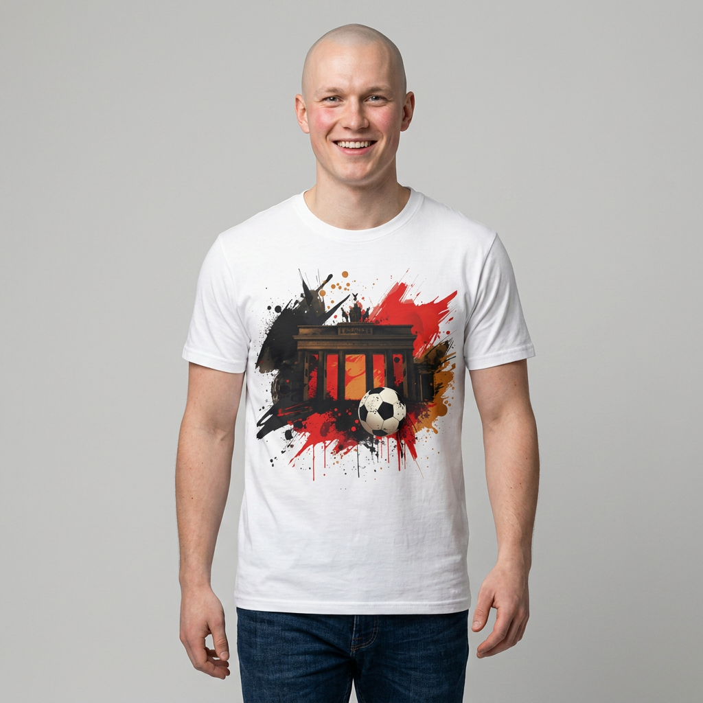 German Football Triumph T-shirt Brandenburg Gate Splatter Art Tee