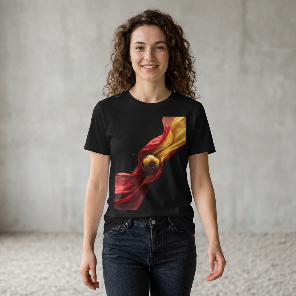 Spanish Football Glory T-shirt A Dynamic Crested Soccer Ball Tee