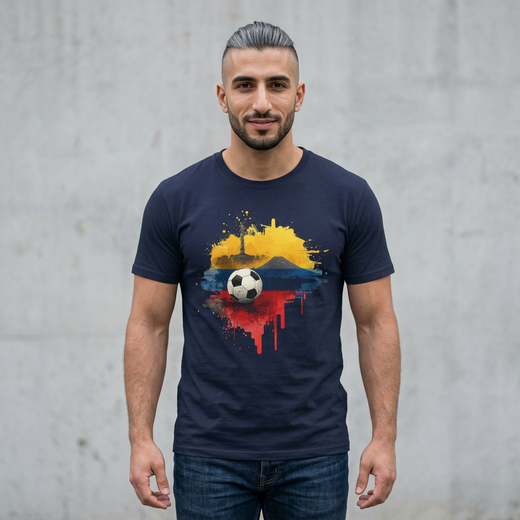 Ecuador Football Pride T-Shirt Quito’s Monument Chimborazo Art Tee