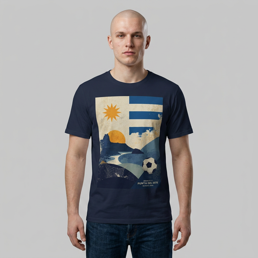 Punta del Este Vintage Uruguay Soccer Poster T-Shirt Fan Tee