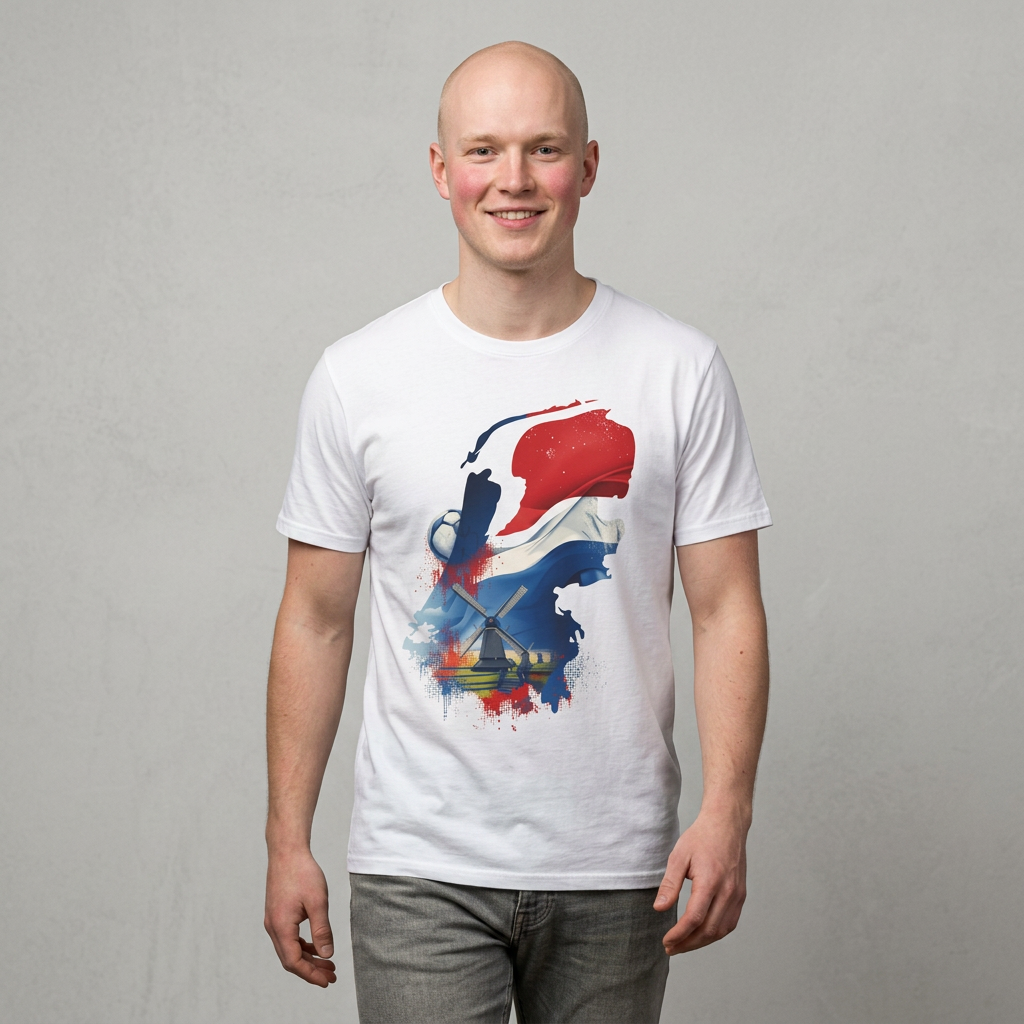 Netherlands Flag Watercolor T-Shirt — Dutch Windmill Scenic Tee