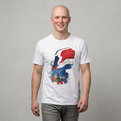Netherlands Flag Watercolor T-Shirt — Dutch Windmill Scenic Tee