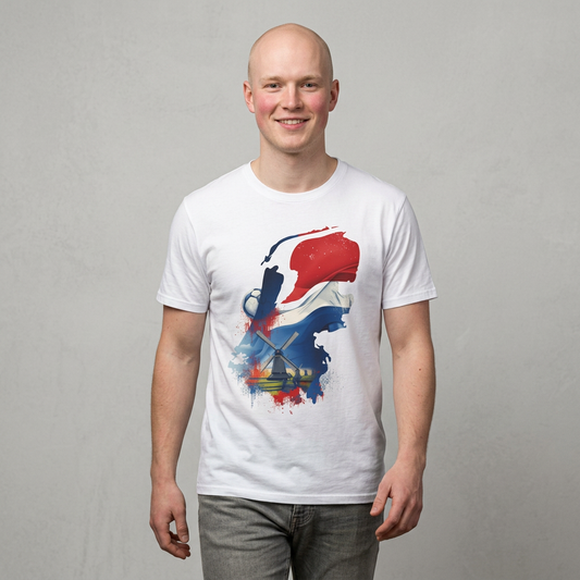 Netherlands Flag Watercolor T-Shirt — Dutch Windmill Scenic Tee