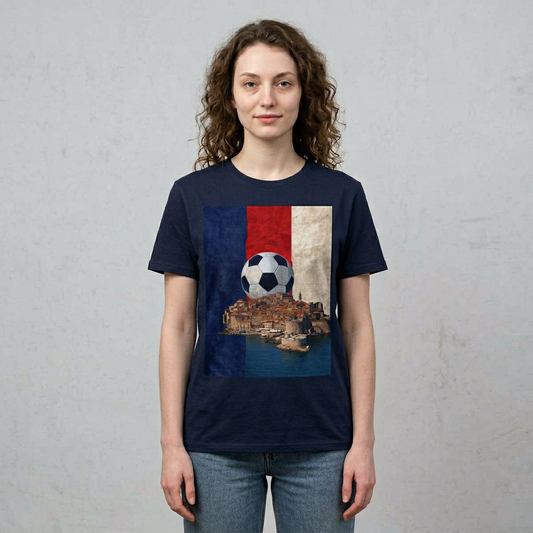 Croatia Vintage Soccer T-Shirt — Coastal Town & Flag Football Tee
