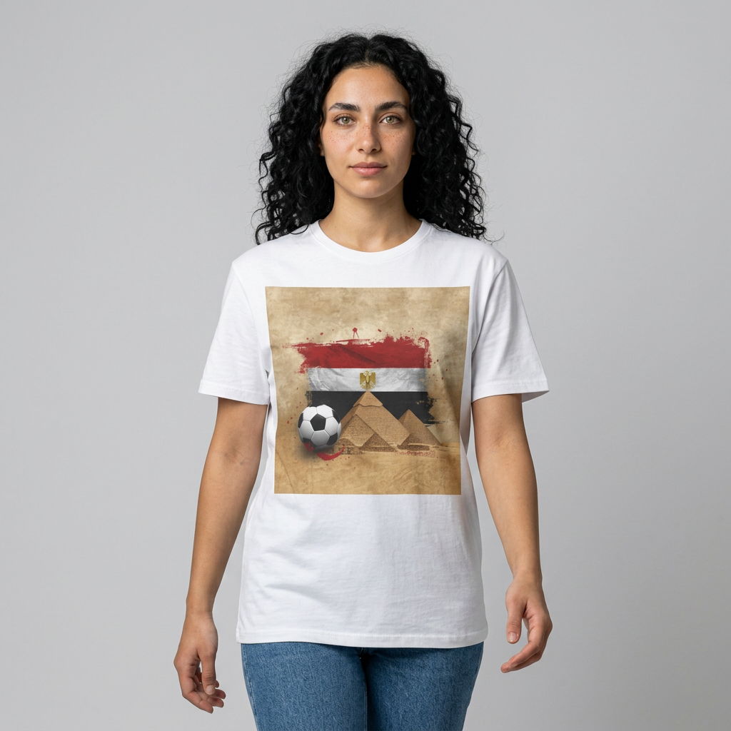 Egypt Flag Pyramids Soccer T-Shirt Match Day Tee