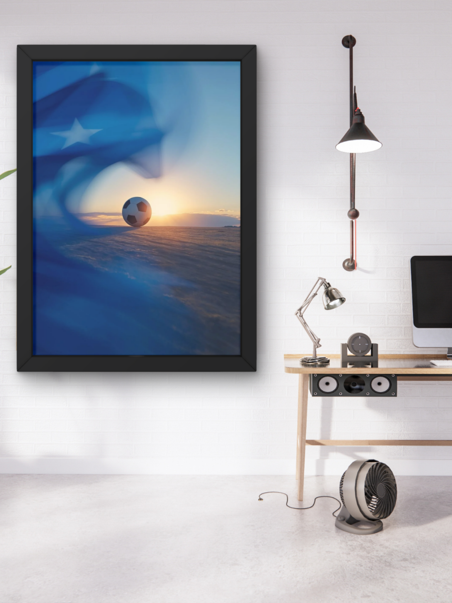 Cape Verde Football Sunset Matte Poster — Blurring Flag under the Star Wall Art