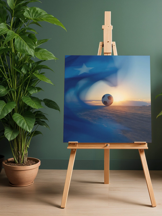 Cape Verde Football Sunset Matte Poster — Blurring Flag under the Star Wall Art