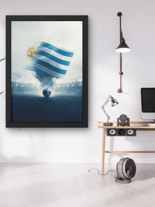 Uruguay Football Poster – Matte Vertical Soccer Art with National Flag