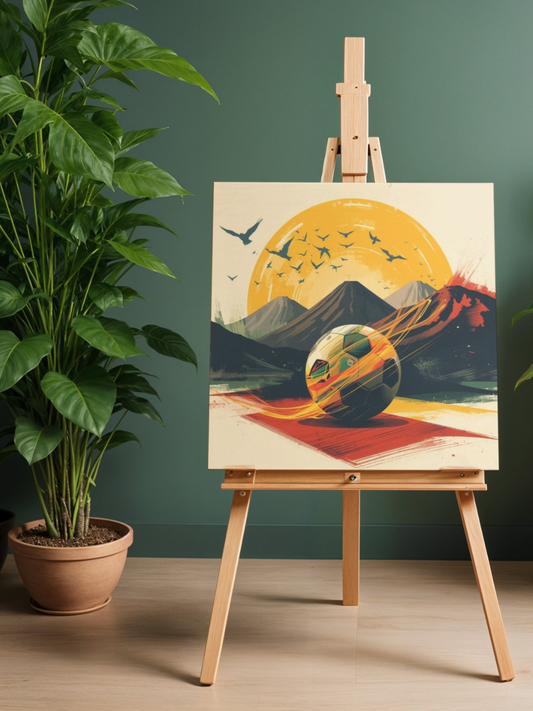 Heart of Congolese Football Abstract Volcanoes and Sun Art Poster