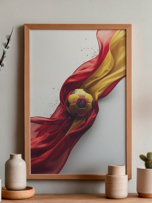 Spain Football Team Custom Ball with Flag and Crest Art Poster