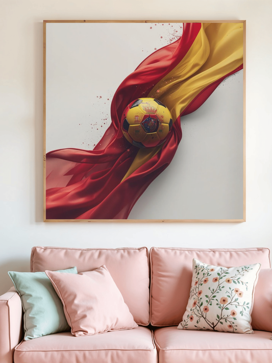 Spain Football Team Custom Ball with Flag and Crest Art Poster
