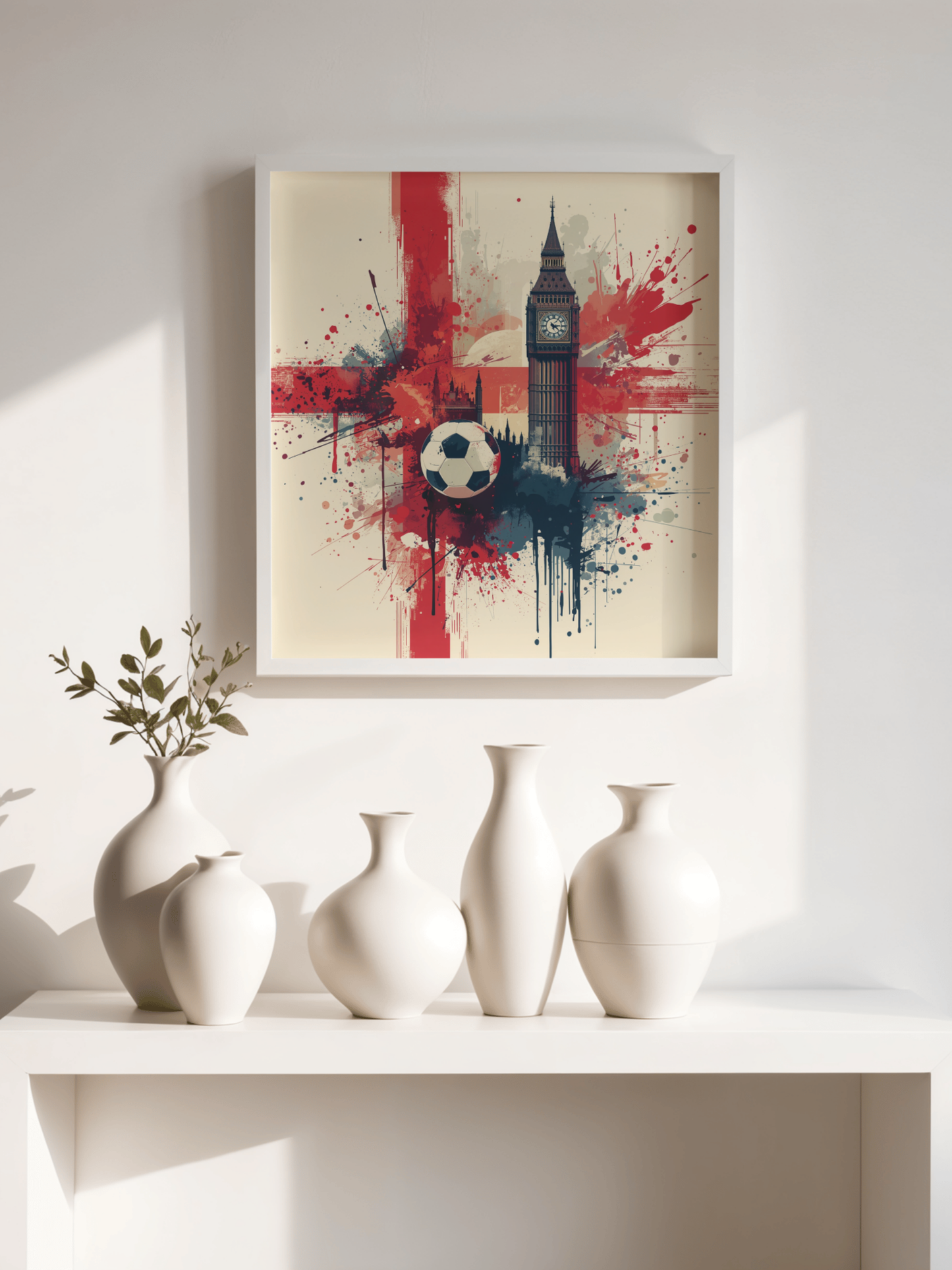 London England Football Poster — Big Ben & Union Jack Soccer Art Print