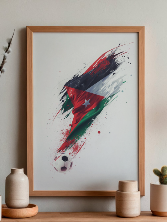 Jordan Flag Soccer Poster — Matte Vertical Football Wall Art