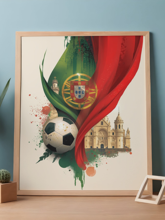 Portugal Football Poster — Matte Vertical Belém Tower & Jerónimos Monastery Art