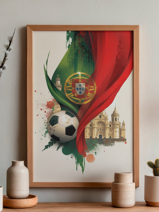 Portugal Football Poster — Matte Vertical Belém Tower & Jerónimos Monastery Art