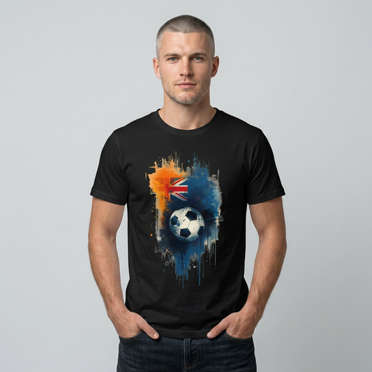 Australian Football Spirit Soccer Flag T-Shirt — Grunge Football Tee