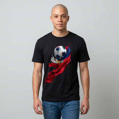 Haitian Football Pride T-shirt Flag Crest and Soccer Graphic Tee