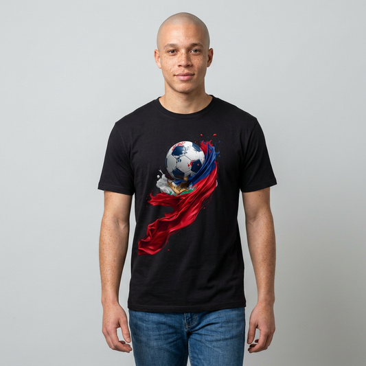 Haitian Football Pride T-shirt Flag Crest and Soccer Graphic Tee
