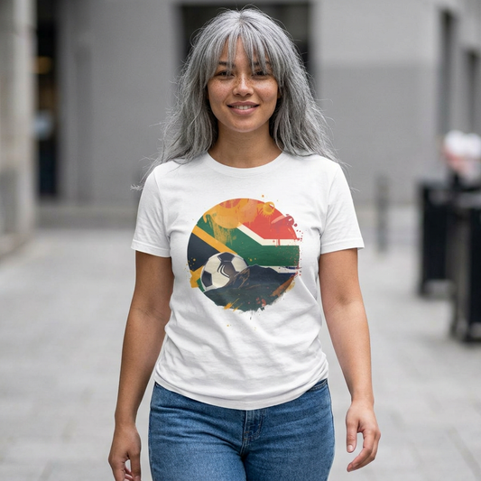 South Africa Flag Soccer T‑Shirt — Retro Football Pride Tee