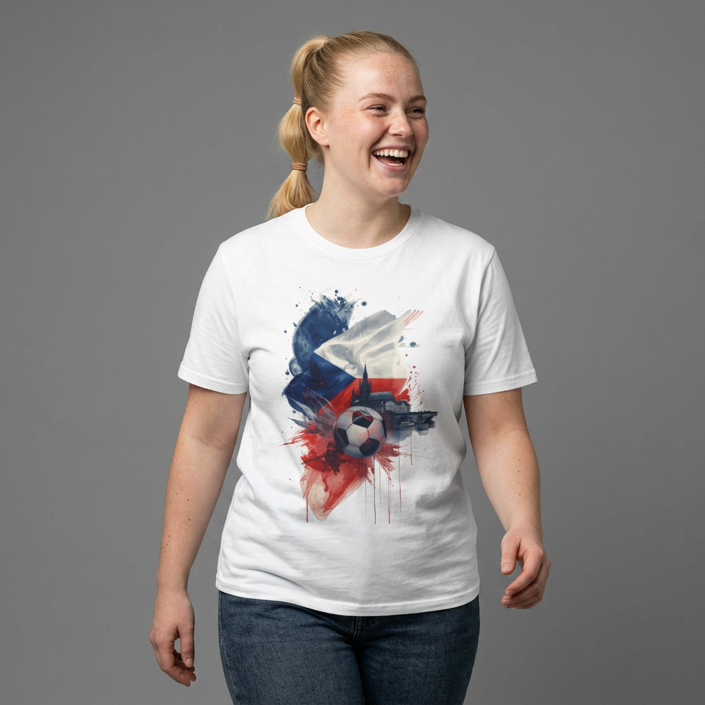 Czech Football Pride T-shirt Abstract Flag Prague Heritage Tee