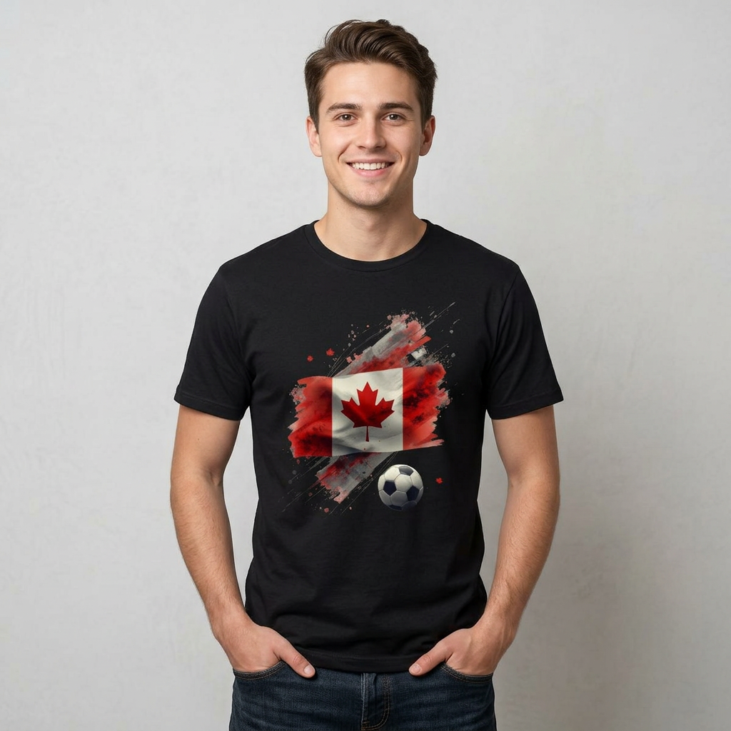 Canada Soccer T-Shirt — Distressed Maple Leaf & Soccer Ball Tee