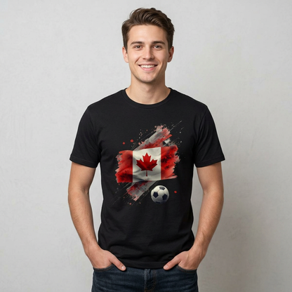 Canada Soccer T-Shirt — Distressed Maple Leaf & Soccer Ball Tee