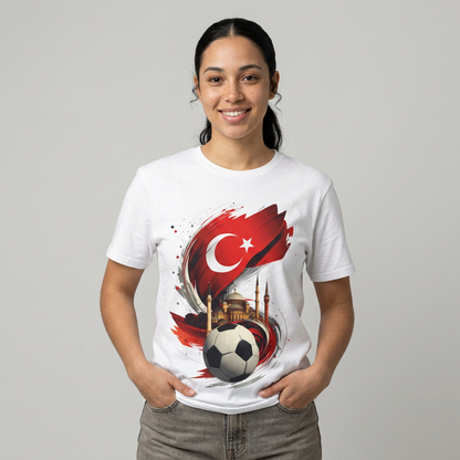 Turkey Soccer T-Shirt — Turkish Flag, Mosque & Football Design Tee