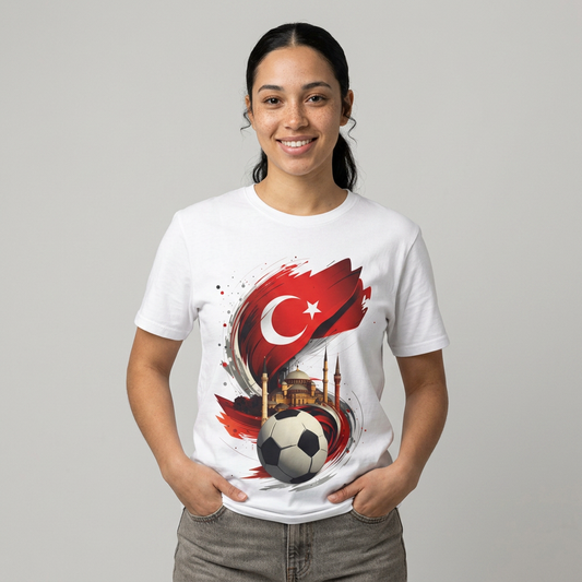 Turkey Soccer T-Shirt — Turkish Flag, Mosque & Football Design Tee