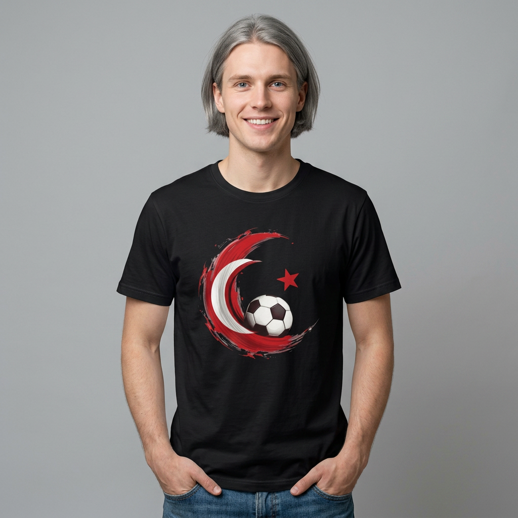Turkey Football Pride T-Shirt Dynamic Grunge Crescent & Star Fan Tee