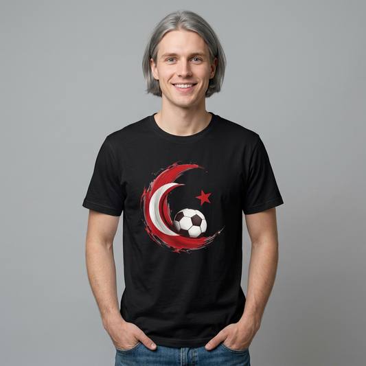 Turkey Football Pride T-Shirt Dynamic Grunge Crescent & Star Fan Tee