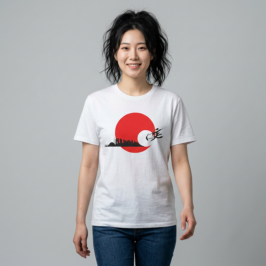 Japan Football and City Skyline Graphic T-shirt