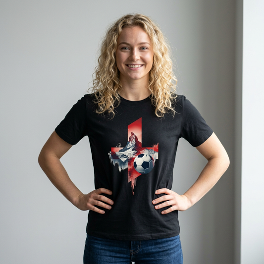 Soccer Switzerland Flag T-Shirt — Alpine Wolf & Football Graphic Tee