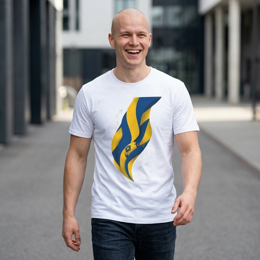 Sweden Football Flag T‑Shirt Abstract Minimalist Blue & Yellow Graphic Tee