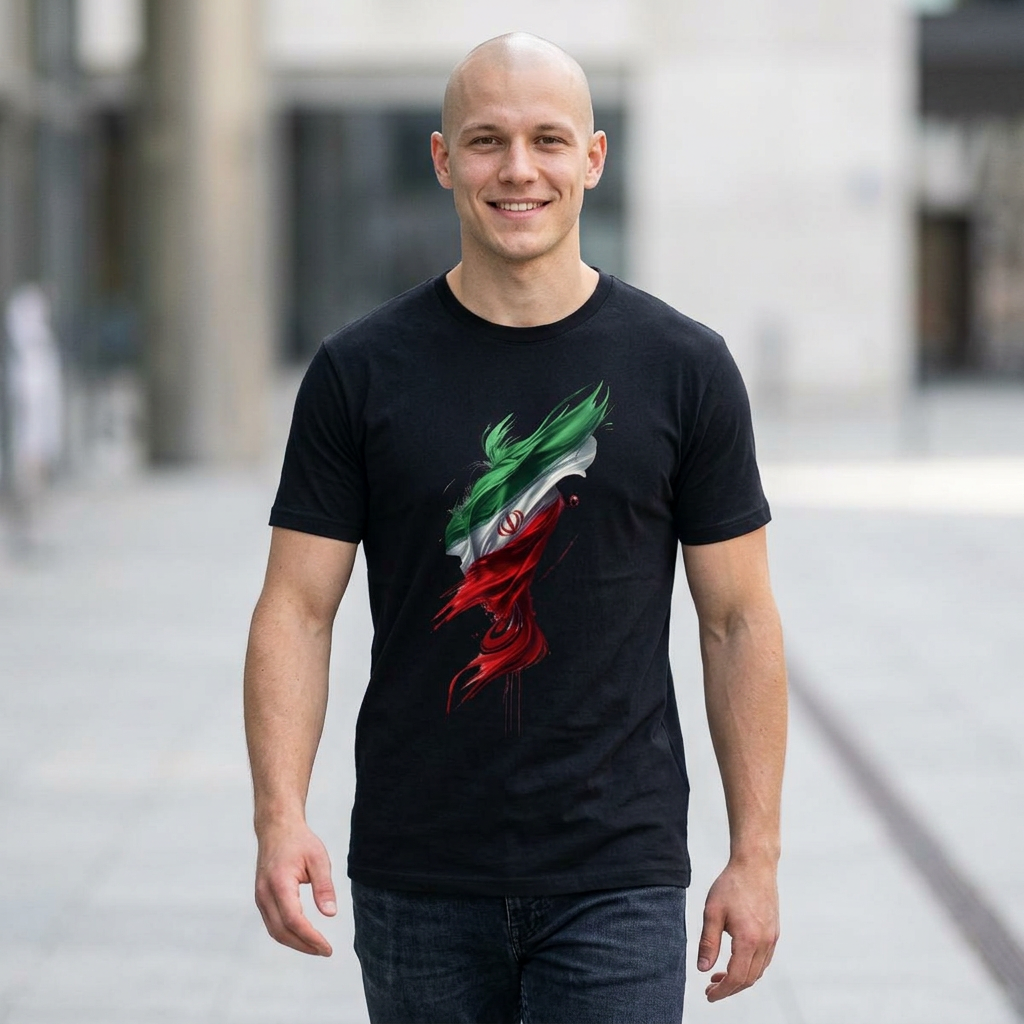 Iran Flag Brushstroke T-Shirt — Artistic Persian Pride Design Tee
