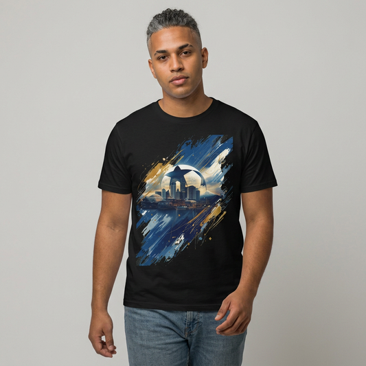 Uruguay Skyline Football T-Shirt — Abstract Football Design Tee