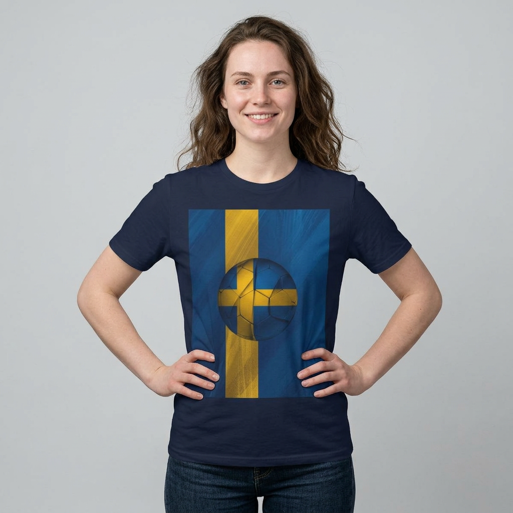 Sweden Football Flag Graphic T-Shirt Modern Blågult Soccer Design Tee