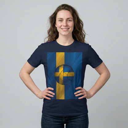 Sweden Football Flag Graphic T-Shirt Modern Blågult Soccer Design Tee