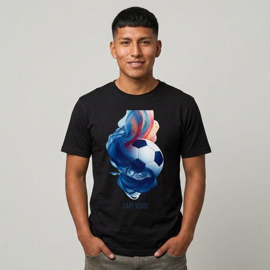 Cape Verde Football Fluid Smoke T-Shirt Abstract Blue Sharks Soccer Tee