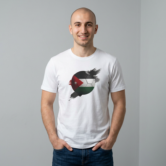 Jordan Football Flag Graphic T-Shirt Abstract Al-Nashama Soccer Tee