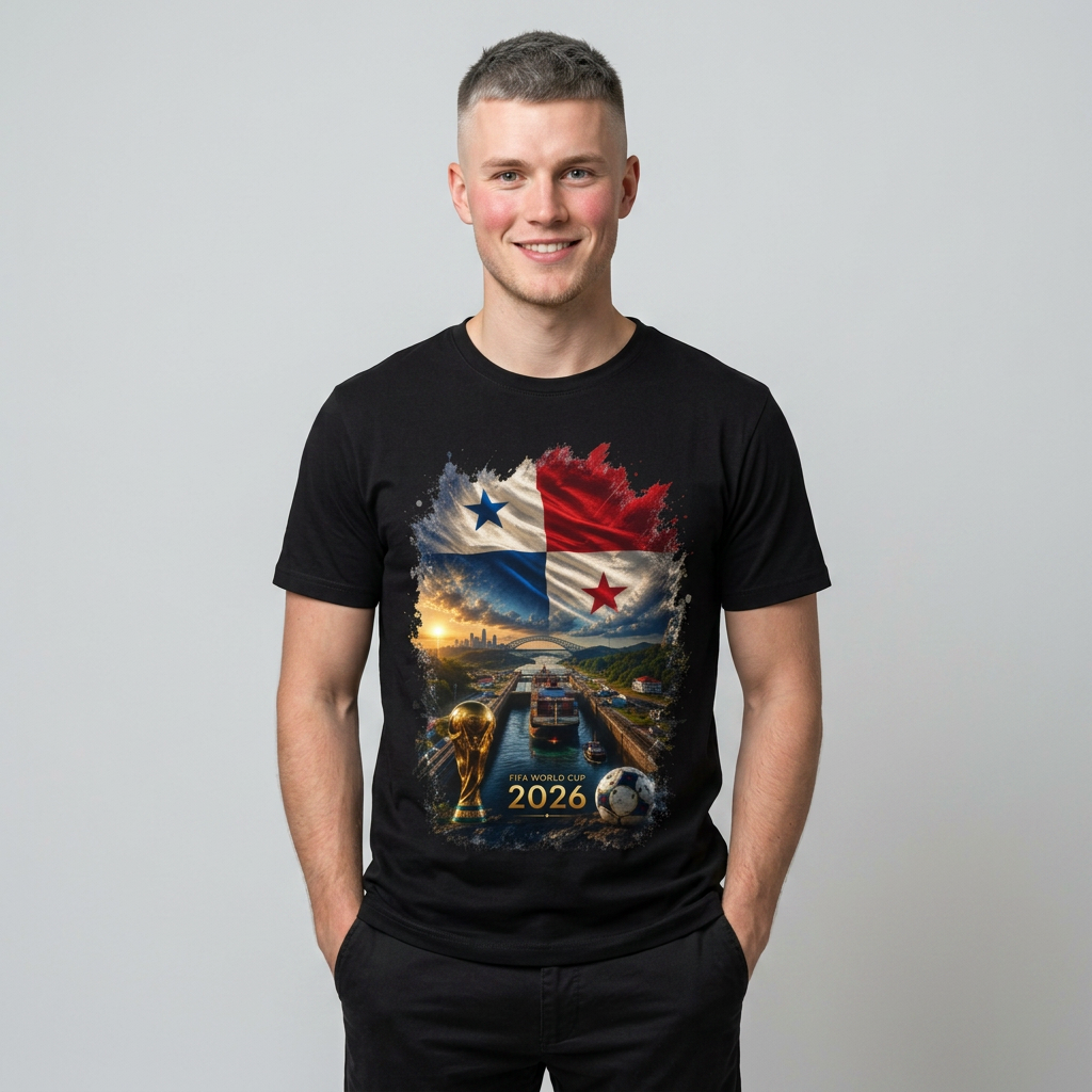 Panama Football Flag Canal Graphic T-Shirt Los Canaleros Soccer Tee