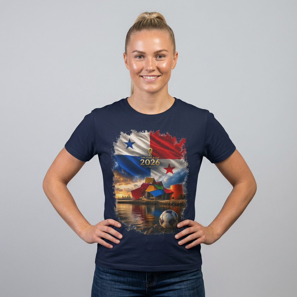 Panama Football Flag Biomuseo Graphic T-Shirt Cinematic Los Canaleros Soccer Tee