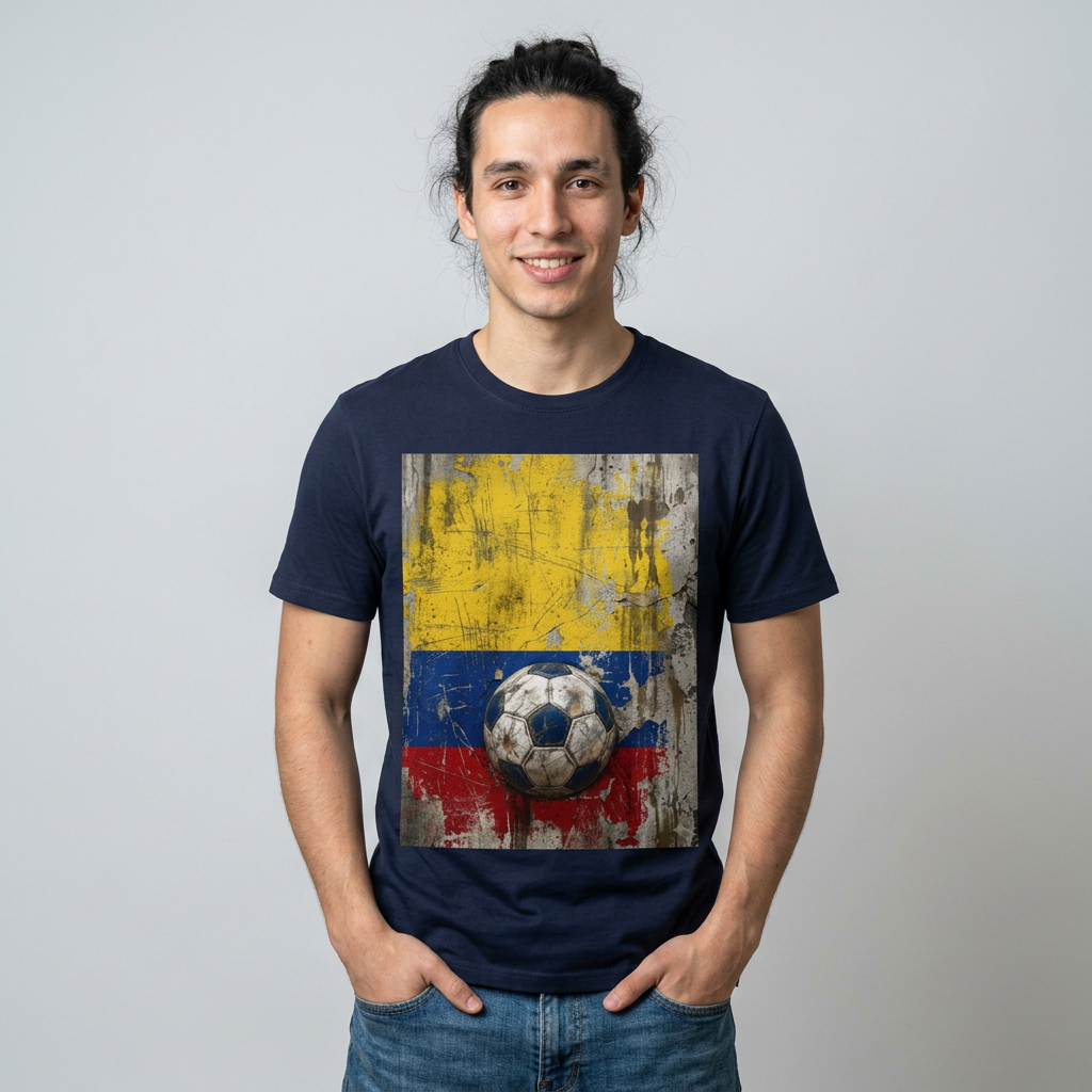 Colombia Football Flag Grunge T-Shirt Vintage Los Cafeteros Soccer Tee