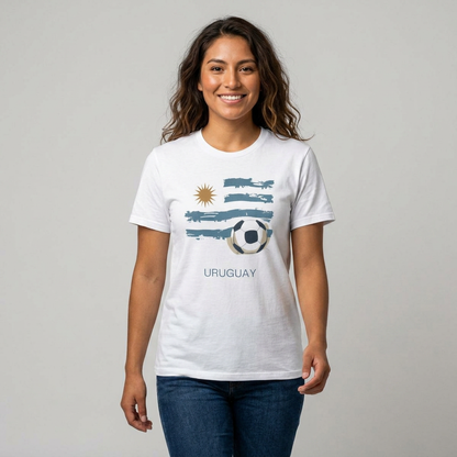 Uruguay Football Flag Graphic T-Shirt La Celeste Soccer Brushstroke Tee