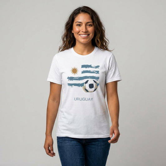 Uruguay Football Flag Graphic T-Shirt La Celeste Soccer Brushstroke Tee