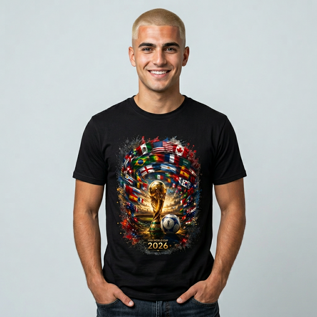 World Cup 2026 Global Flags T-Shirt Cinematic International Flags Fan Tee