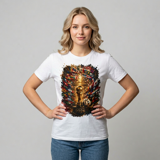 World Cup 2026 Global Flags Graphic T-Shirt Stadium Tournament Soccer Tee