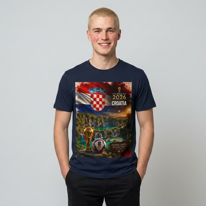 Croatia Football Flag Plitvice Lakes T-Shirt Vatreni Soccer Landscape Tee
