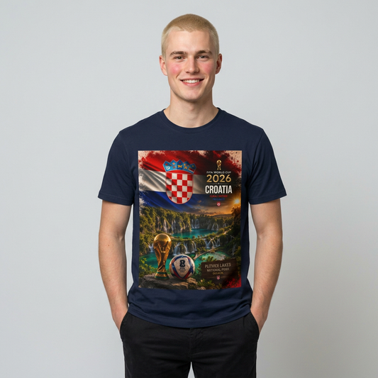 Croatia Football Flag Plitvice Lakes T-Shirt Vatreni Soccer Landscape Tee
