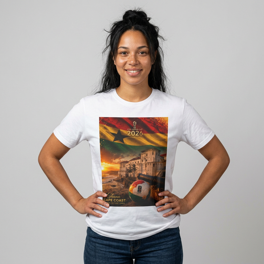 Ghana Football Flag Cape Coast Castle T‑Shirt Black Stars Soccer Heritage Tee